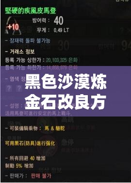 黑色沙漠炼金石改良方法详解 - 提升装备属性的关键技巧